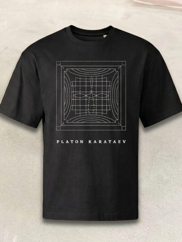 Platon Karataev póló - Vonalrajz fekete oversized